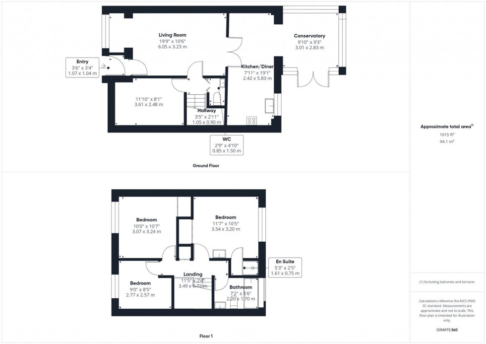 Floorplan for Rake Way, Hawkslade, Aylesbury