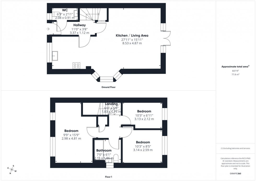 Floorplan for Kirkeby Close, Stoke Mandeville, Aylesbury